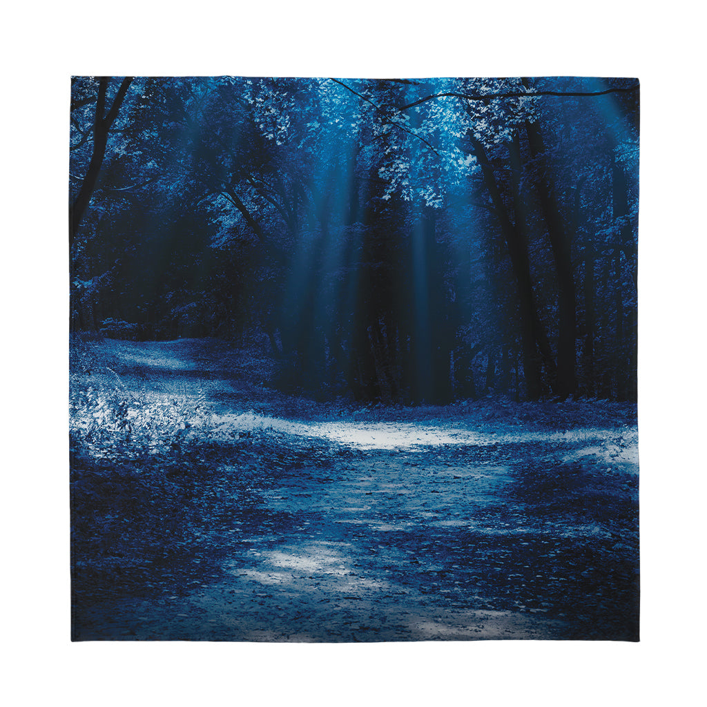 Night Forest And Moonlight Print Silk Bandana