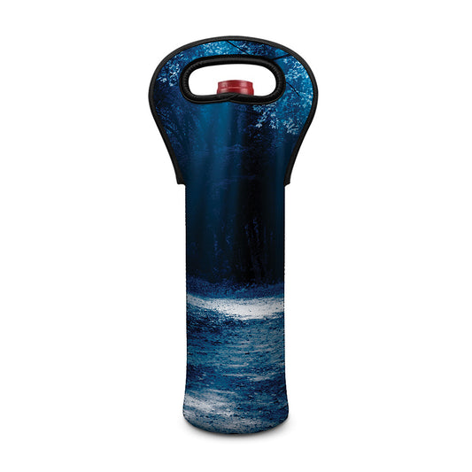 Night Forest And Moonlight Print Single Neoprene Wine Tote