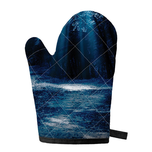Night Forest And Moonlight Print Single Oven Mitt
