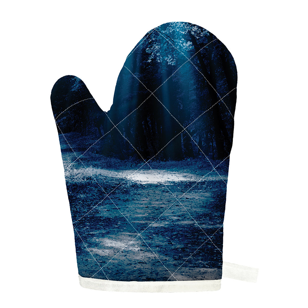 Night Forest And Moonlight Print Single Oven Mitt