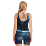 Night Forest And Moonlight Print Sleeveless One Piece Swimsuit