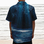 Night Forest And Moonlight Print Textured Short Sleeve Shirt