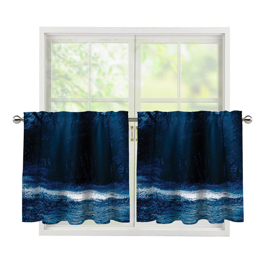 Night Forest And Moonlight Print Tier Curtains