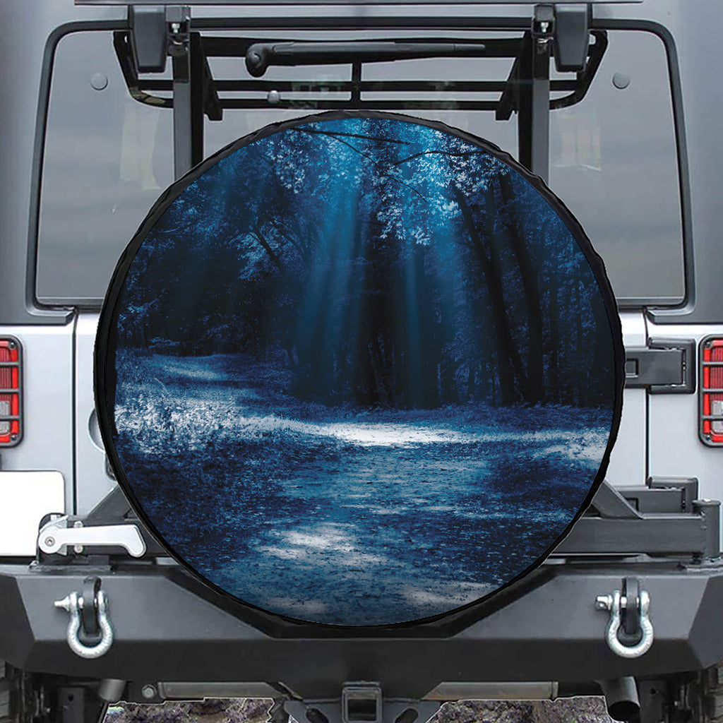 Night Forest And Moonlight Print Tire Cover