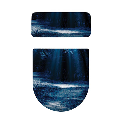 Night Forest And Moonlight Print Toilet Lid And Tank Cover Set