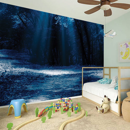 Night Forest And Moonlight Print Wall Sticker