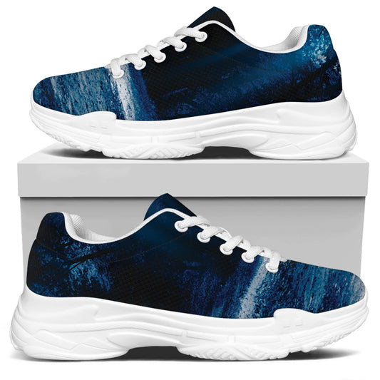 Night Forest And Moonlight Print White Chunky Shoes