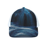 Night Forest And Moonlight Print White Mesh Trucker Cap