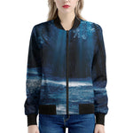 Night Forest And Moonlight Print Women's Bomber Jacket