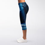 Night Forest And Moonlight Print Women's Capri Leggings