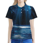 Night Forest And Moonlight Print Women's Polo Shirt