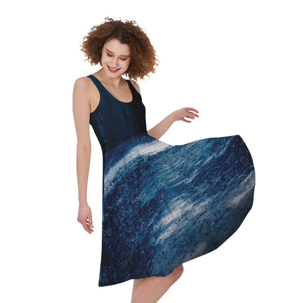 Night Forest And Moonlight Print Women's Sleeveless Dress