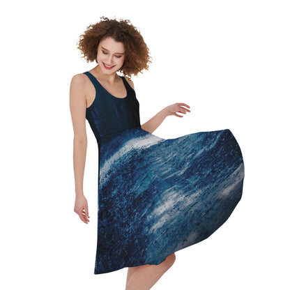 Night Forest And Moonlight Print Women's Sleeveless Dress