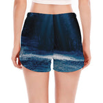 Night Forest And Moonlight Print Women's Split Running Shorts
