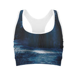 Night Forest And Moonlight Print Women's Sports Bra