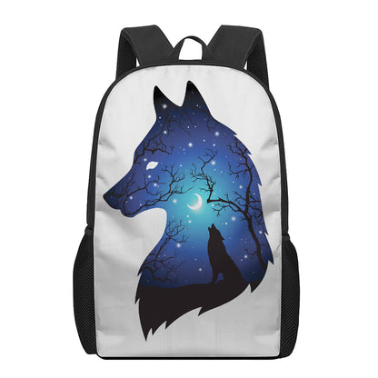 Night Forest Wolf Spirit Print 17 Inch Backpack
