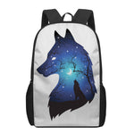 Night Forest Wolf Spirit Print 17 Inch Backpack