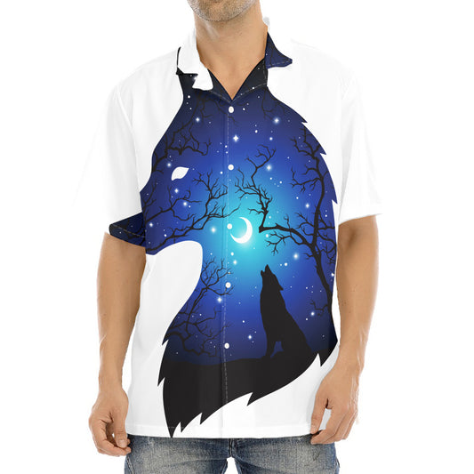 Night Forest Wolf Spirit Print Aloha Shirt