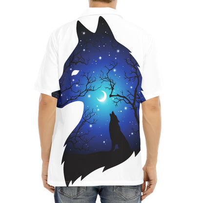 Night Forest Wolf Spirit Print Aloha Shirt