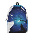 Night Forest Wolf Spirit Print School Backpack