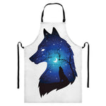 Night Forest Wolf Spirit Print Bib Apron With Pocket