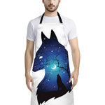 Night Forest Wolf Spirit Print Bib Apron With Pocket