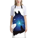Night Forest Wolf Spirit Print Bib Apron With Pocket