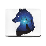 Night Forest Wolf Spirit Print Bifold Wallet