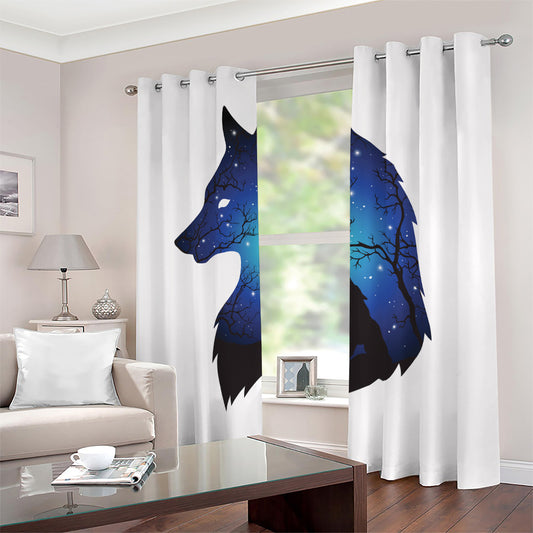 Night Forest Wolf Spirit Print Blackout Grommet Curtains