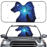 Night Forest Wolf Spirit Print Car Windshield Sun Shade