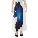 Night Forest Wolf Spirit Print Chiffon Maxi Skirt
