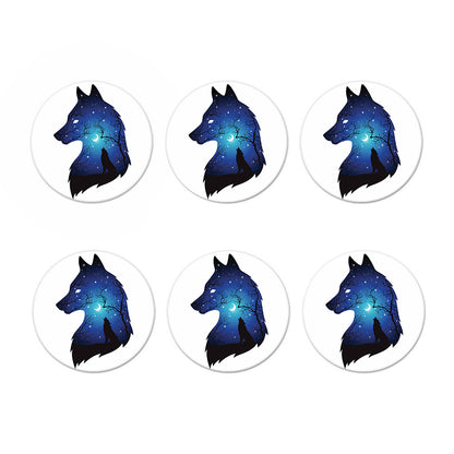 Night Forest Wolf Spirit Print Coaster Set