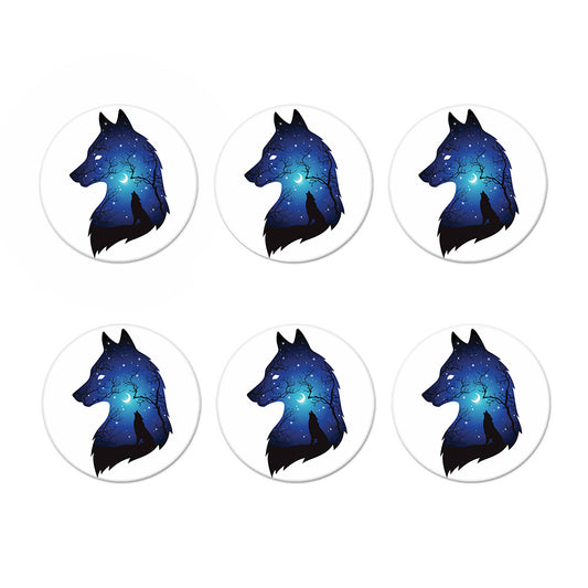 Night Forest Wolf Spirit Print Coaster Set