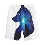 Night Forest Wolf Spirit Print Cotton Shorts