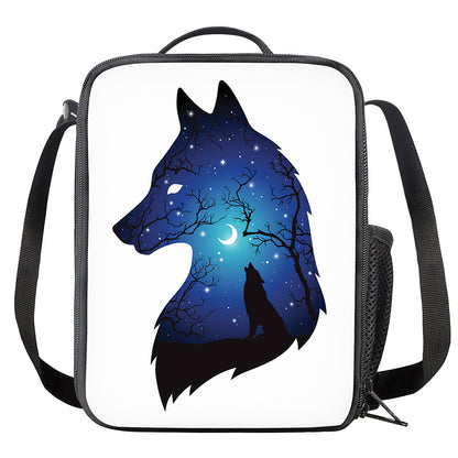 Night Forest Wolf Spirit Print Crossbody Lunch Bag