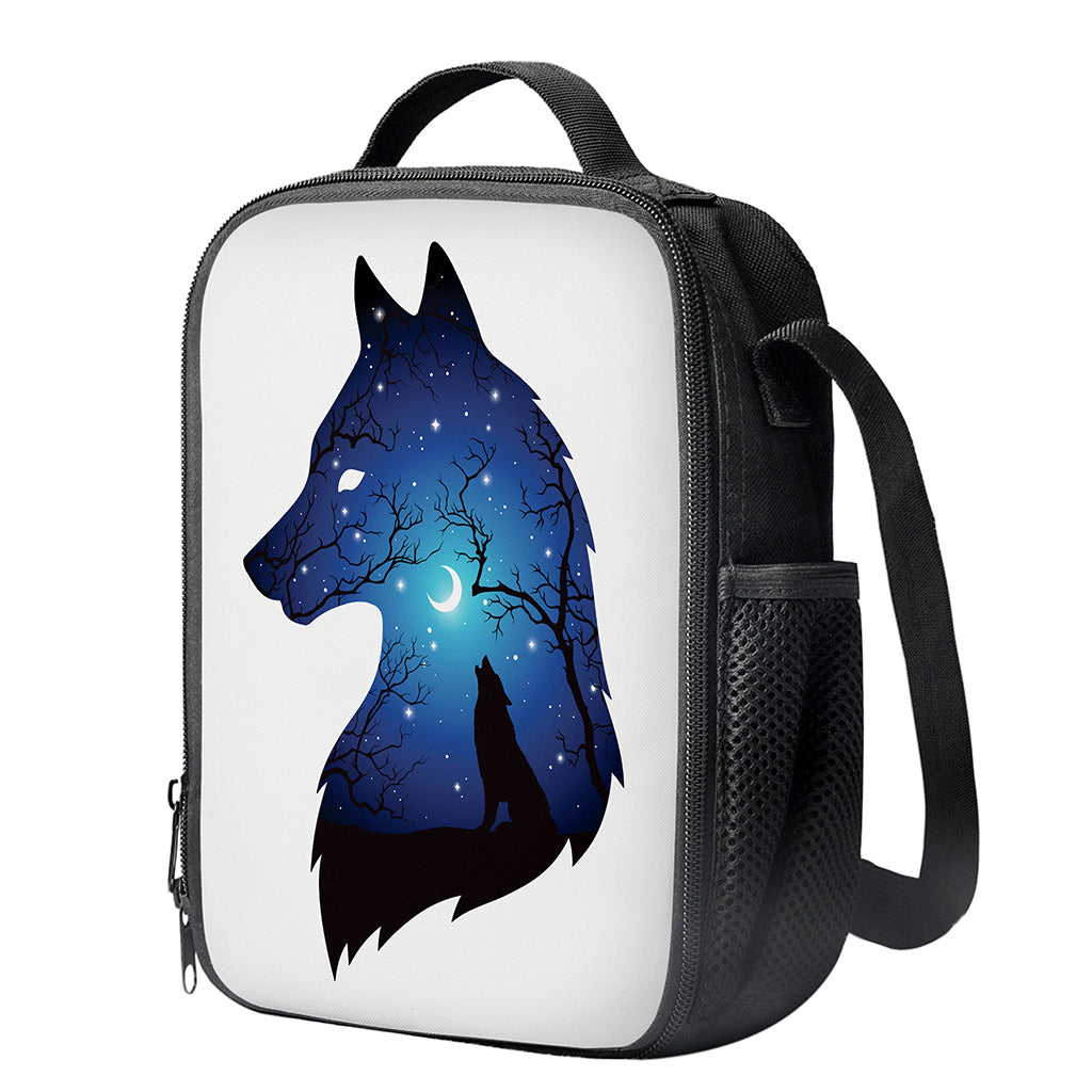 Night Forest Wolf Spirit Print Crossbody Lunch Bag