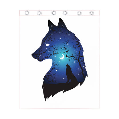 Night Forest Wolf Spirit Print Curtain