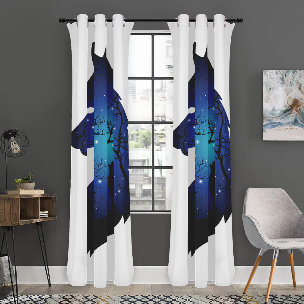 Night Forest Wolf Spirit Print Curtain