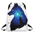 Night Forest Wolf Spirit Print Drawstring Backpack
