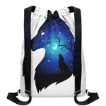 Night Forest Wolf Spirit Print Drawstring Backpack
