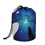 Night Forest Wolf Spirit Print Drawstring Makeup Bag