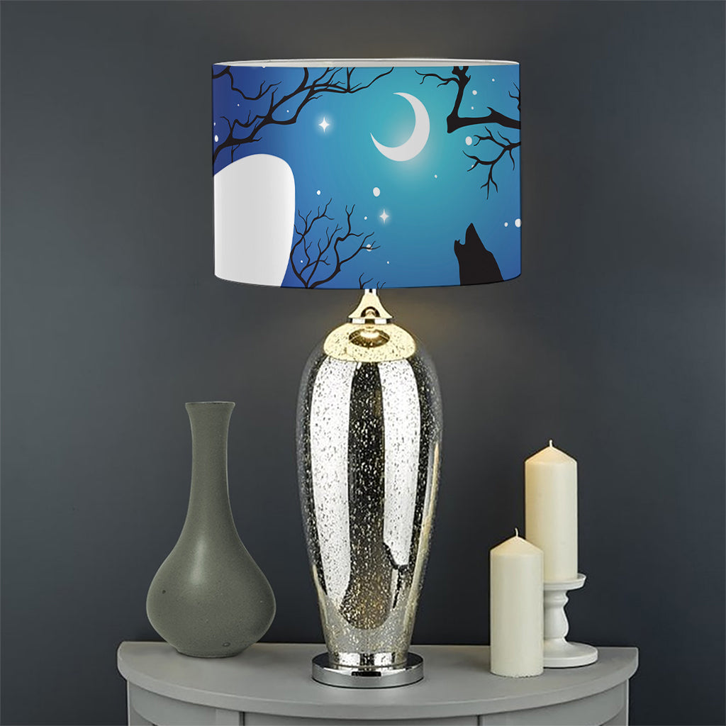 Night Forest Wolf Spirit Print Drum Lamp Shade