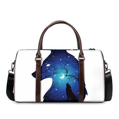 Night Forest Wolf Spirit Print Duffle Bag