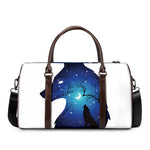 Night Forest Wolf Spirit Print Duffle Bag