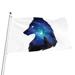 Night Forest Wolf Spirit Print Flag