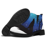 Night Forest Wolf Spirit Print Flat Ankle Boots