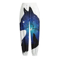 Night Forest Wolf Spirit Print Fleece Lined Knit Pants