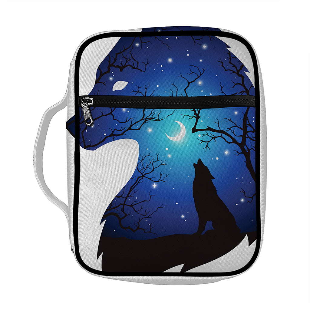 Night Forest Wolf Spirit Print Front Pocket Bible Bag