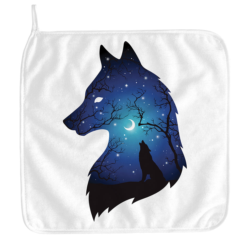 Night Forest Wolf Spirit Print Hand Towel