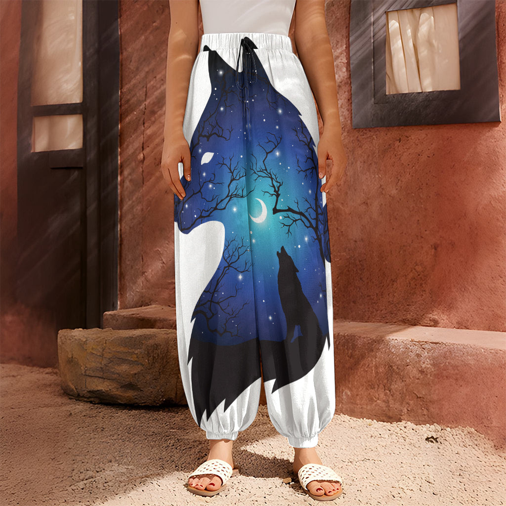 Night Forest Wolf Spirit Print Harem Pants